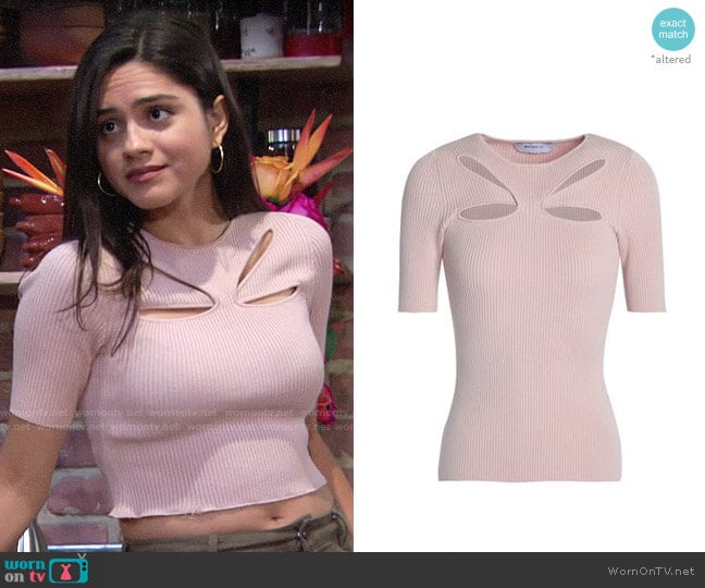 Bailey 44 Cutout ribbed-knit top worn by Lola Rosales (Sasha Calle) on The Young and the Restless