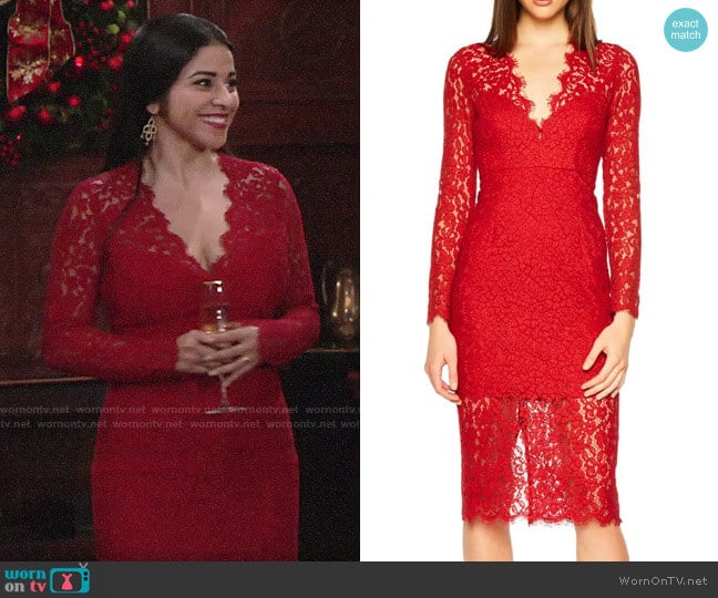 Bardot Midnights Lace Dress worn by Mia Rosales (Noemi Gonzalez) on The Young and the Restless