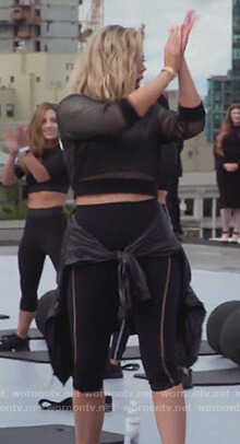 Khloe’s black mesh sweatshirt and leggings on Keeping Up with the Kardashians