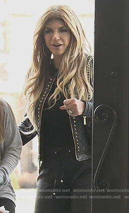 Teresa's black studded jacket on The Real Housewives of New Jersey