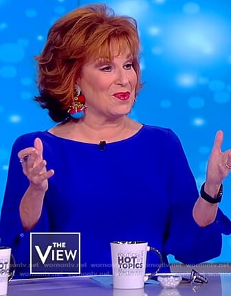 Joy’s blue slit sleeve top on The View