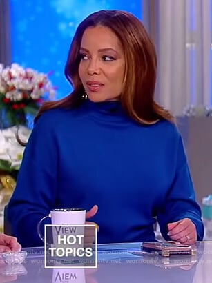 Sunny’s blue turtleneck sweater dress on The View