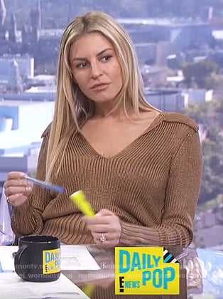 Morgan’s gold sweater on E! News Daily Pop