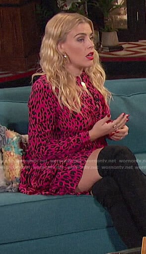 Busy's pink leopard print dress on Busy Tonight
