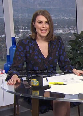 Carissa’s black floral wrap dress on E! News Daily Pop