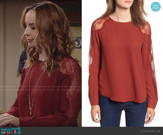 Chelsea28 Lace Inset Blouse worn by Mariah Copeland (Camryn Grimes) on The Young and the Restless