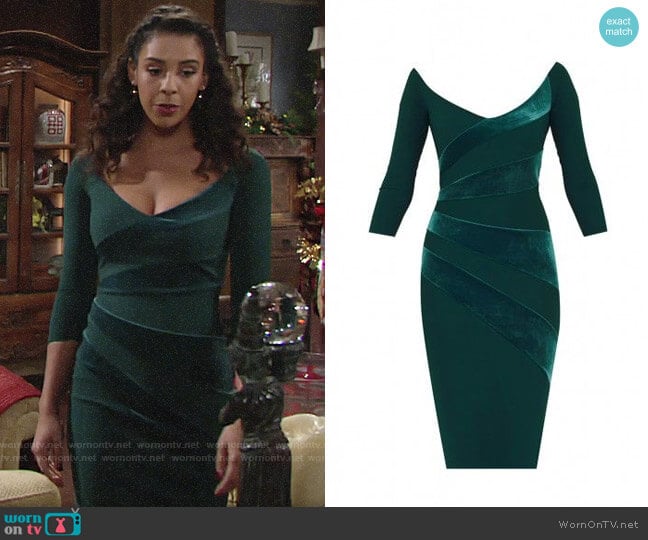 Chiara Boni La Petite Robe Kaliska Velvet Dress worn by Kerry Johnson (Alice Hunter) on The Young and the Restless