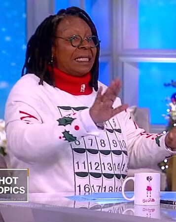 Whoopi’s white Christmas calendar sweater on The View