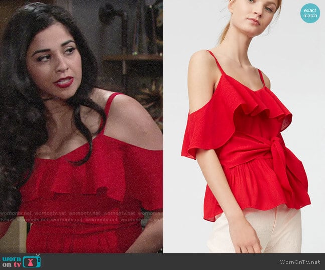 Club Monaco Akua Top worn by Mia Rosales (Noemi Gonzalez) on The Young & the Restless