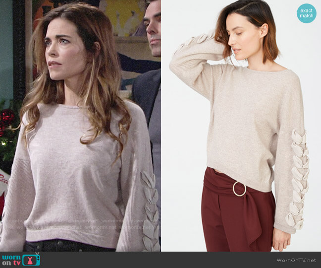 Club Monaco Quamora Cashmere Sweater worn by Victoria Newman (Amelia Heinle) on The Young and the Restless