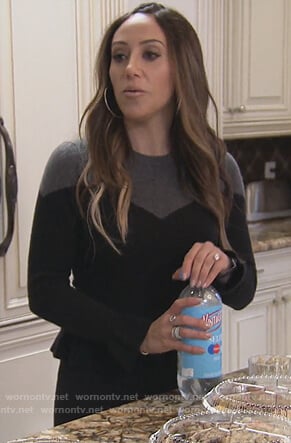 Melissa's colorblock button shoulder sweater on The Real Housewives of New Jersey