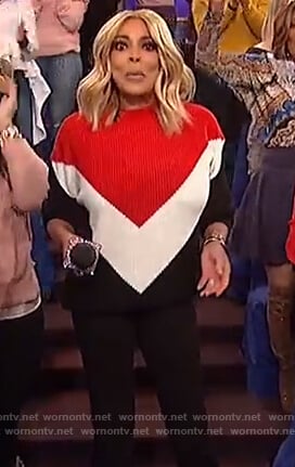 Wendy’s black chevron sweater on The Wendy Williams Show