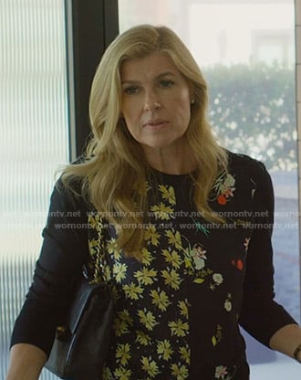 Debra’s black mixed floral print sweater on Dirty John