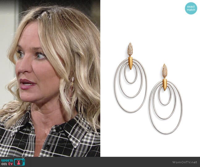 Dean Davidson Wave Drop Earrings worn by Sharon Newman (Sharon Case) on The Young and the Restless