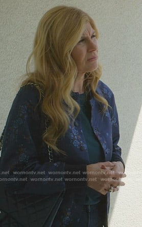 Debra's blue floral bomber jacket on Dirty John