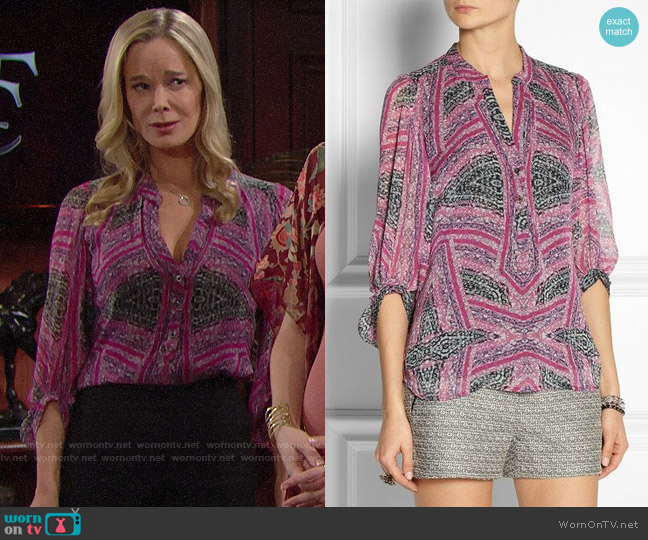 Diane von Furstenberg Syrah Blouse worn by Donna Logan (Jennifer Gareis) on The Bold and the Beautiful