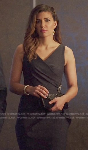 Dinah's grey side ruffle dress on Arrow