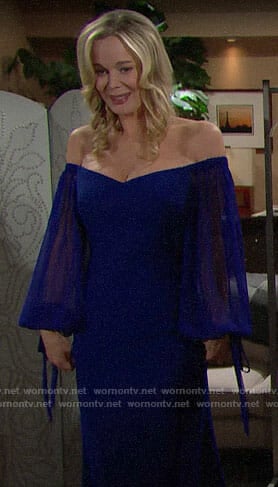 Donna’s blue off-shoulder gown on The Bold and the Beautiful