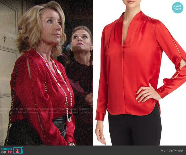 Elie Tahari Diya Blouse worn by Nikki Reed Newman (Melody Thomas-Scott) on The Young and the Restless