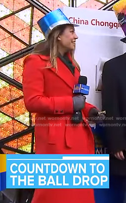 Ginger's orange wrap coat on Good Morning America