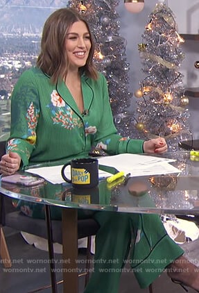 Carissa’s green floral piping blouse on E! News Daily Pop