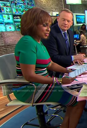 Gayle King’s green striped dress on CBS Mornings