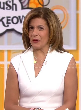 Hoda’s white faux wrap slit dress on Today