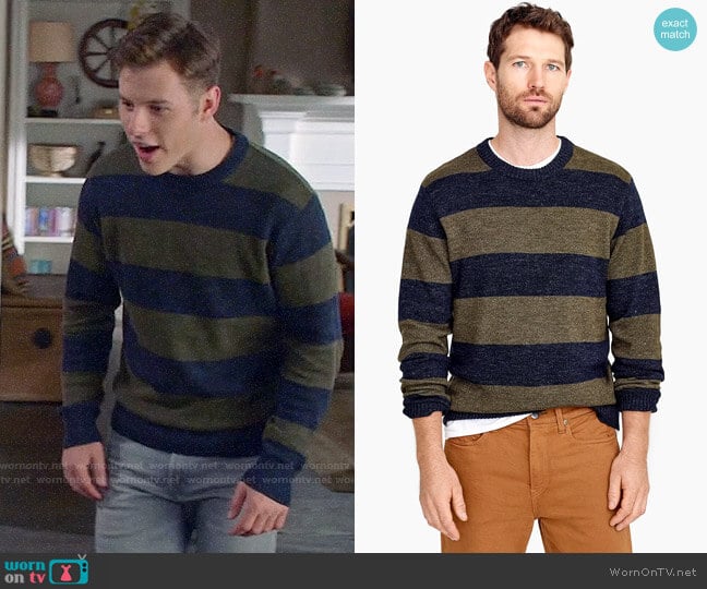 J. Crew Cotton-wool crewneck sweater in stripe worn by Luke Dunphy (Nolan Gould) on Modern Family