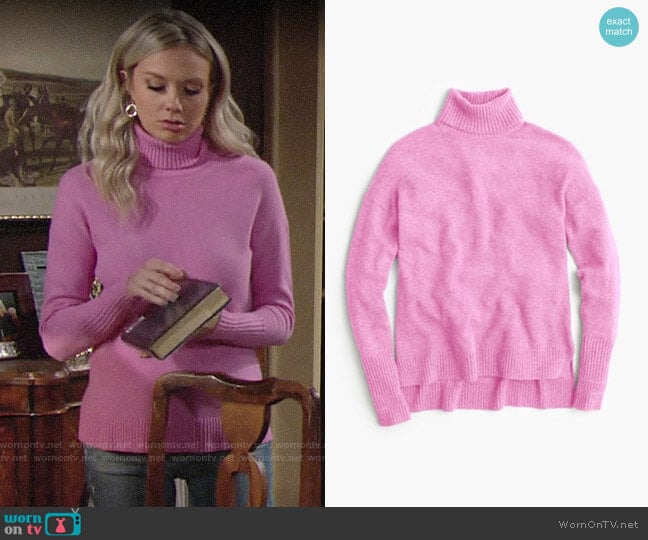 J. Crew Relaxed wool turtleneck sweater with rib trim worn by Abby Newman (Melissa Ordway) on The Young and the Restless