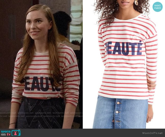 J. Crew Beaute Long Sleeve Tee worn by Megan on Black-ish