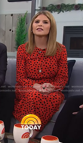 Jenna’s orange polka dot midi dress on Today