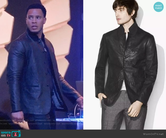 Crinkle Leather Blazer Jacket by John Varvatos worn by Trai Byers on Empire