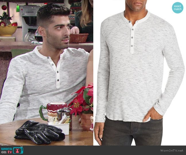 John Varvatos Star USA Space-Dyed Henley worn by Arturo Rosales (Jason Canela) on The Young and the Restless