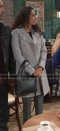 Jordan’s grey coat with silver buttons on General Hospital