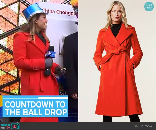 Belted Wrap Coat by Karen Millen worn by Ginger Zee on Good Morning America