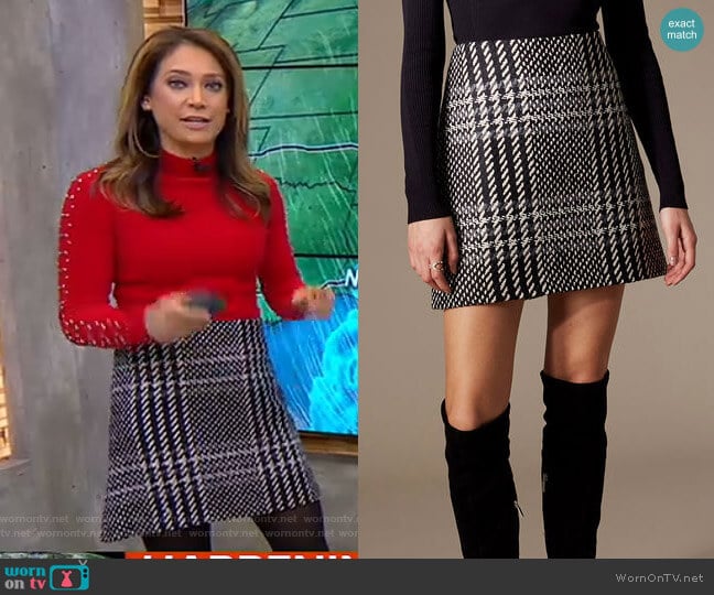 Checked Mini Skirt by Karen Millen worn by Ginger Zee  on Good Morning America