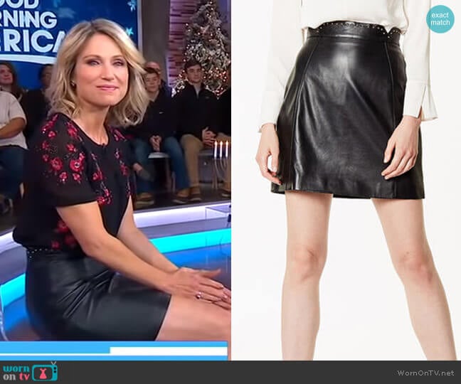 Leather Mini Skirt by Karen Millen worn by Amy Robach on Good Morning America