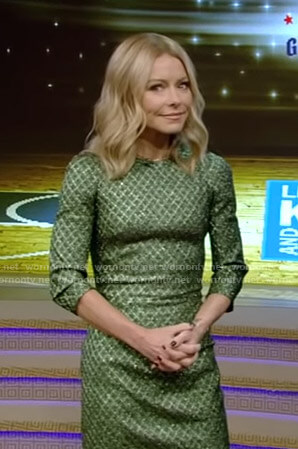 Kelly's green metallic dress on Live with Kelly and Ryan
