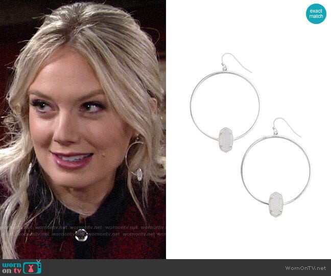 Kendra Scott Elora Frontal Hoop Earrings worn by Abby Newman (Melissa Ordway) on The Young and the Restless