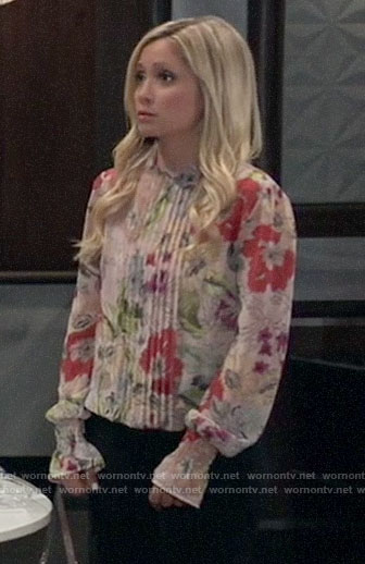 Lulu’s floral pleated blouse on General Hospital