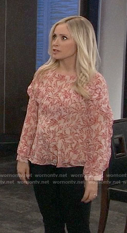 Lulu’s red floral top on General Hospital