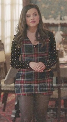 Maggie’s plaid romper and studded top on Charmed