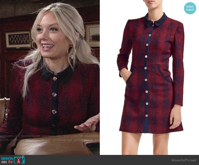 Maje Renitia Tweed Shirtdress worn by Abby Newman (Melissa Ordway) on The Young and the Restless