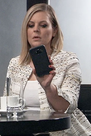 Maxie’s textured peplum jacket on General Hospital