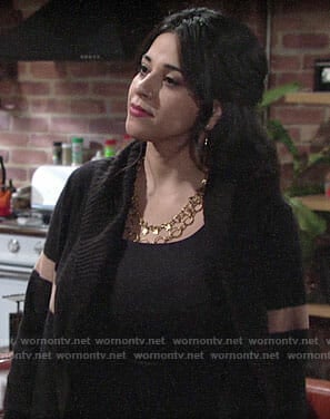 Mia’s black striped cardigan on The Young and the Restless