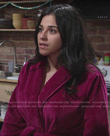 Mia’s pink robe on The Young and the Restless