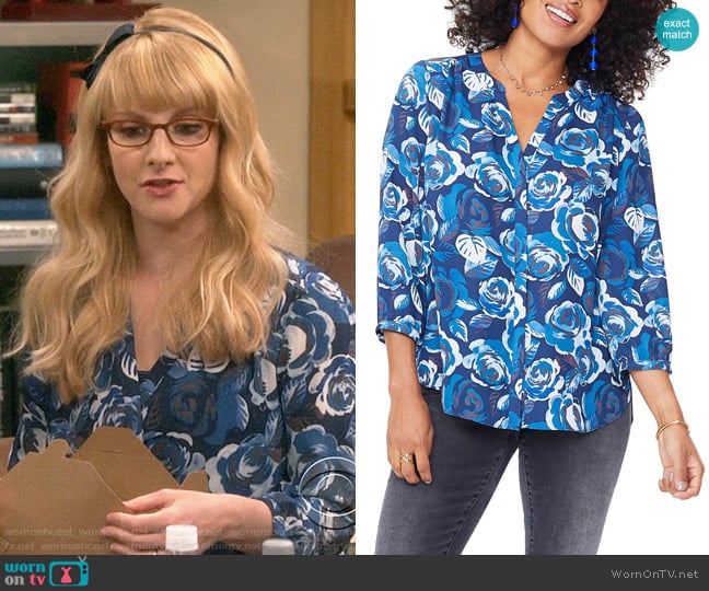 Pleat Back Blouse by NYDJ worn by Bernadette Rostenkowski (Melissa Rauch) on The Big Bang Theory