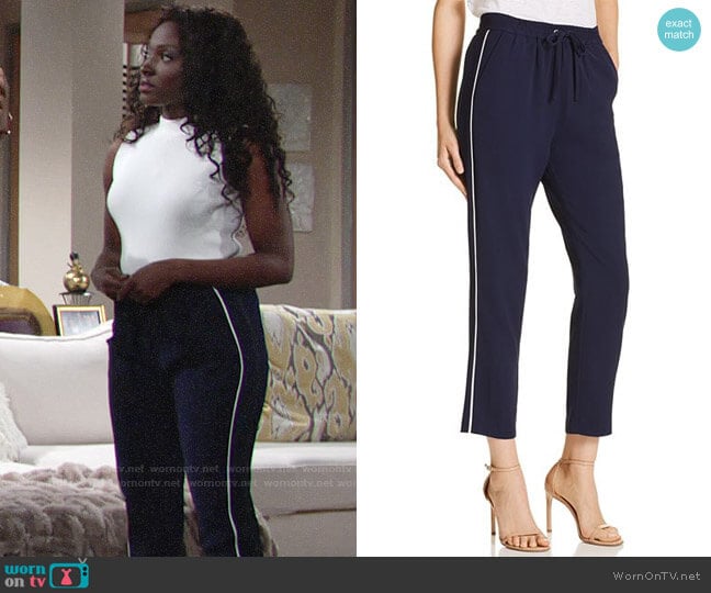 Parker Cassius Piped Jogger Pants worn by Ana Hamilton (Loren Lott) on The Young and the Restless