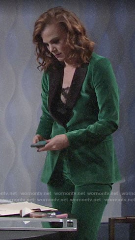 Phyllis's green velvet suit on The Young and the Restless