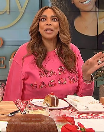 Wendy’s pink Marc Jacobs logo embellished sweatshirt on The Wendy Williams Show